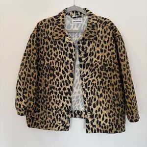 Balenciaga Leopard Print Jean Jacket in Tan and Black